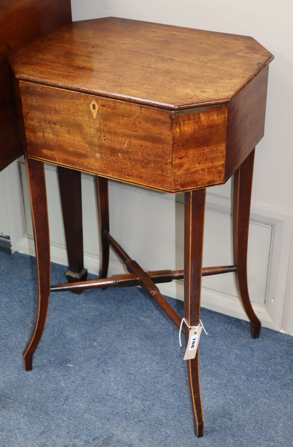 A George III mahogany work table, W.46cm, D.35cm, H.76cm